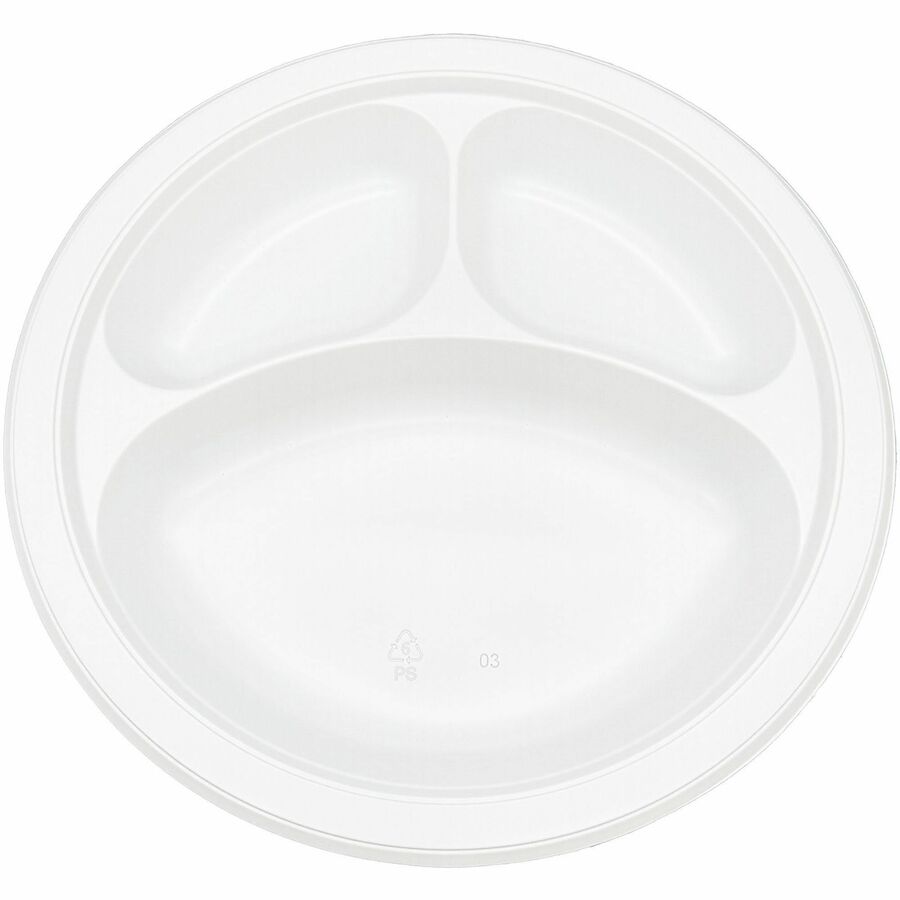 Genuine Joe 3-Compartment Plastic Plates