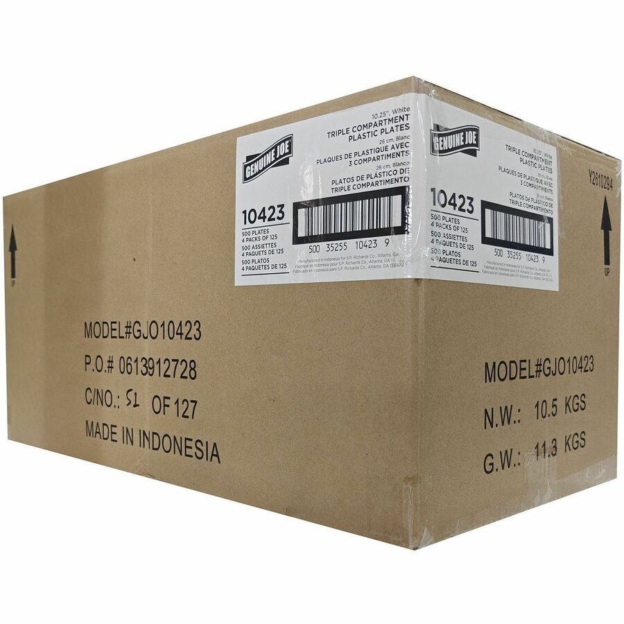 Genuine Joe 3-Compartment Plastic Plates