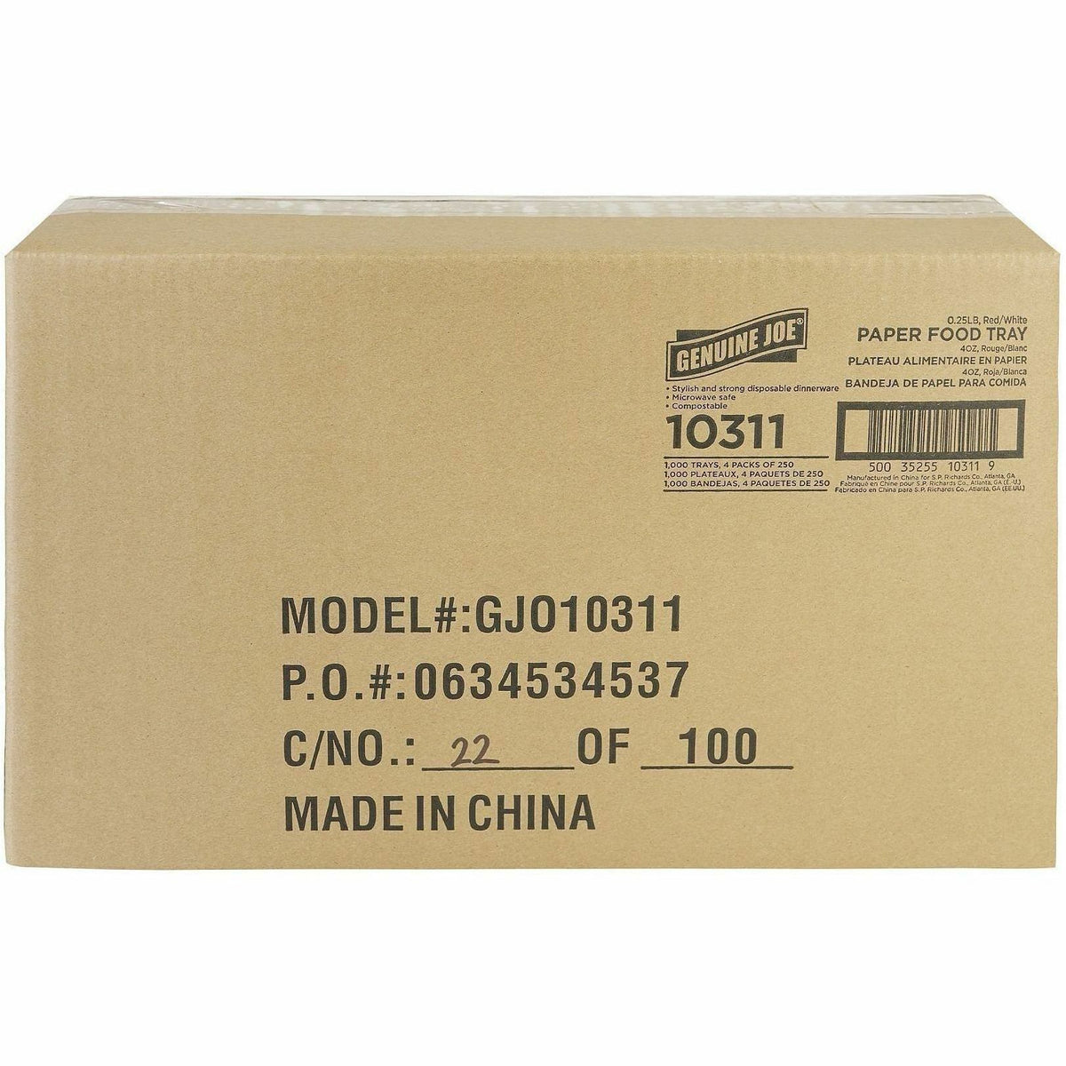 Genuine Joe Paper Food Tray