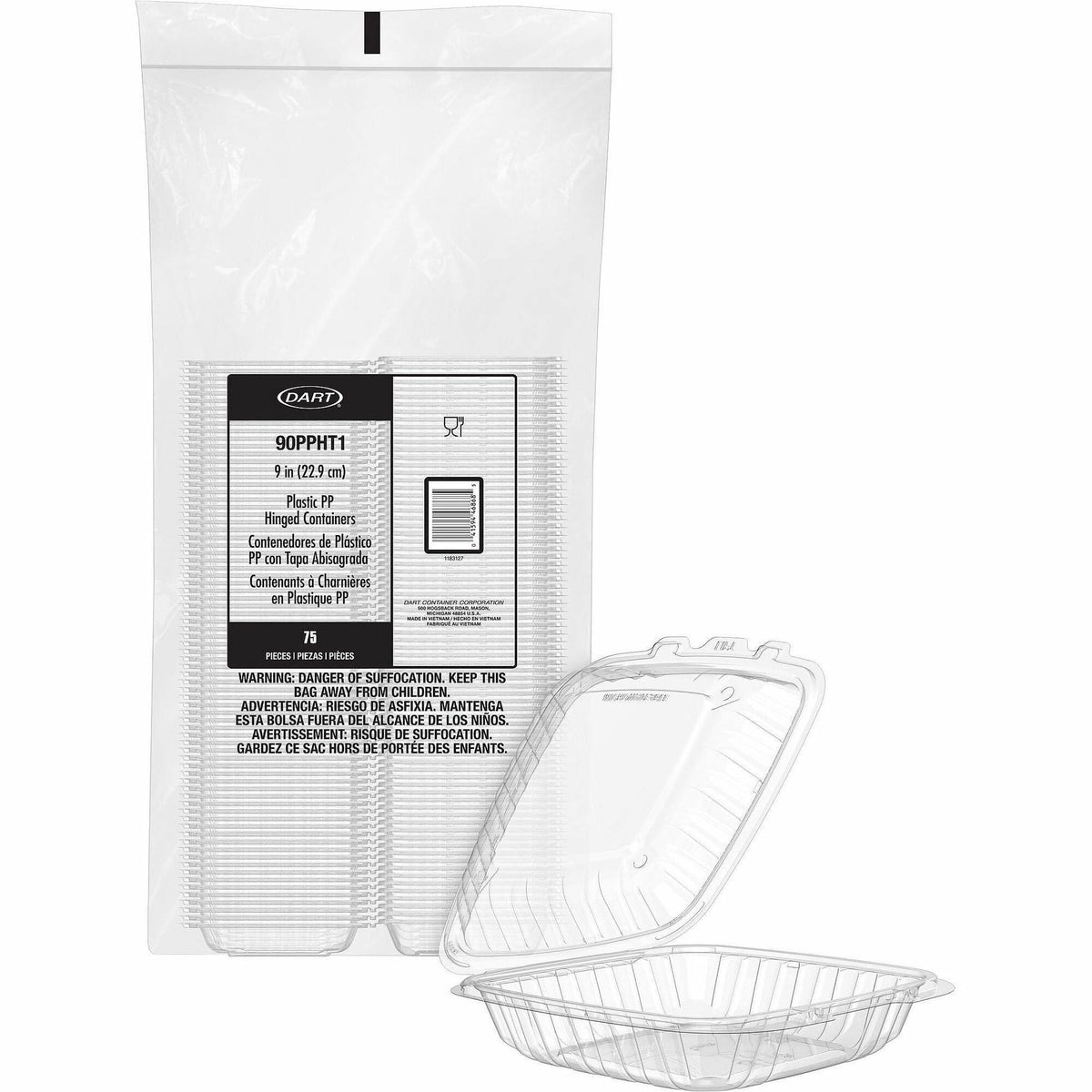 Dart 9" Hinged Food Container