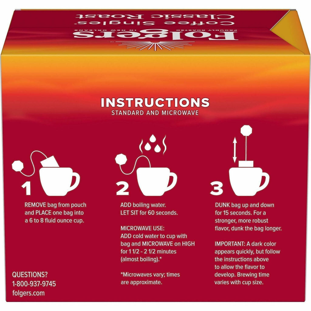 Folgers® Bag, Instant, Packet Singles Medium-Roast Coffee Bags