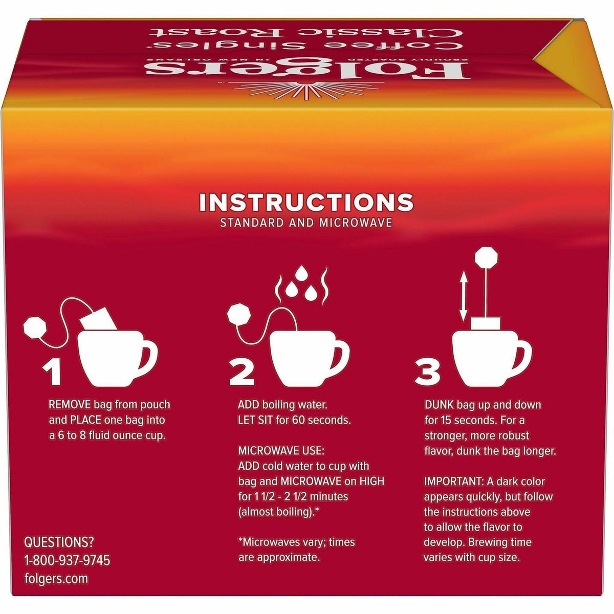 Folgers® Bag, Instant, Packet Singles Medium-Roast Coffee Bags