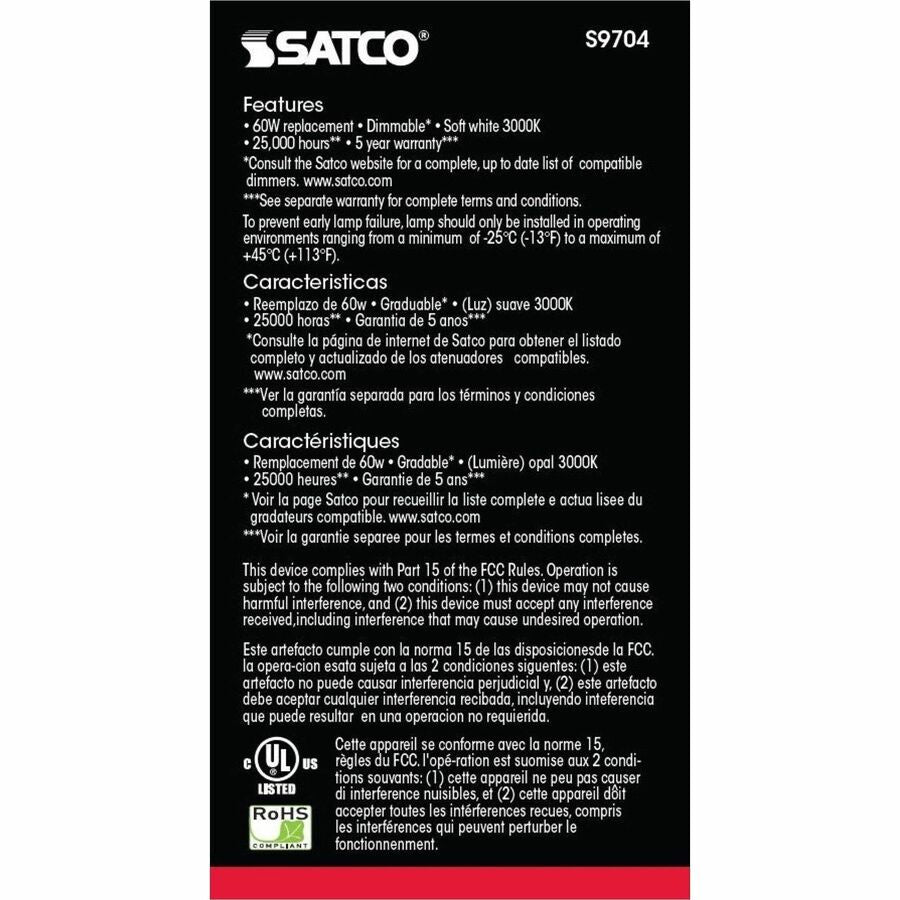 Satco A19 LED Frosted Bulb