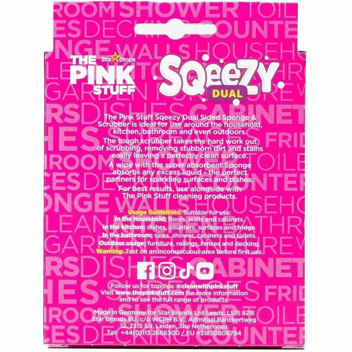 The Pink Stuff Sqeezy Dual Sided Sponge & Scrubber