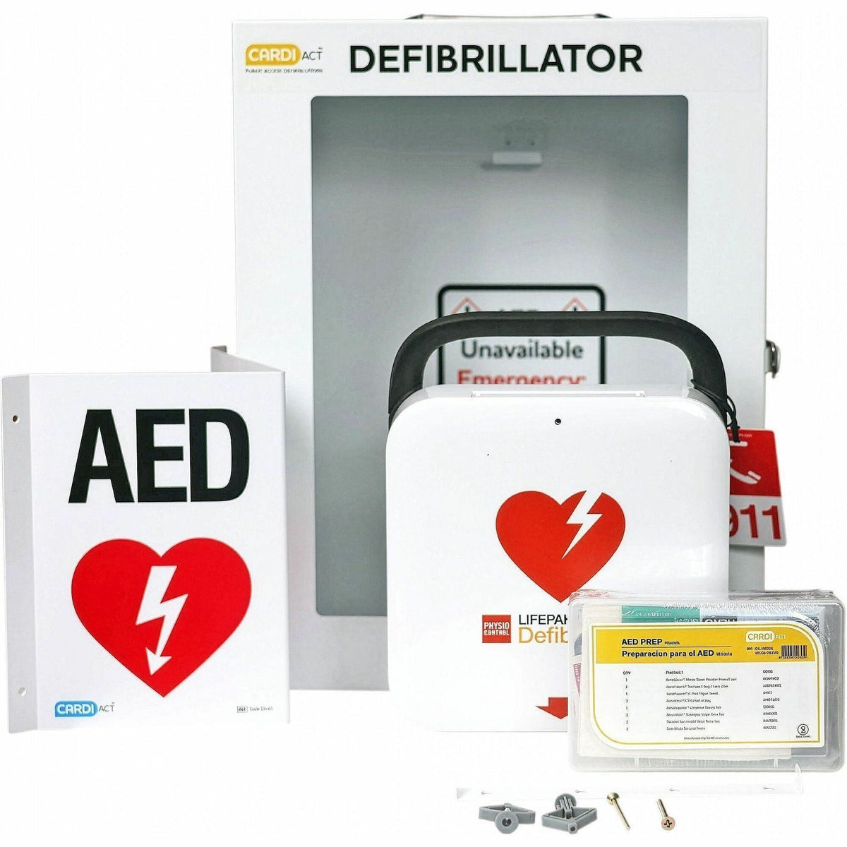 CARDIACT Alarmed LIFEPAK CR2 Semi-Auto English AED Kit with USB