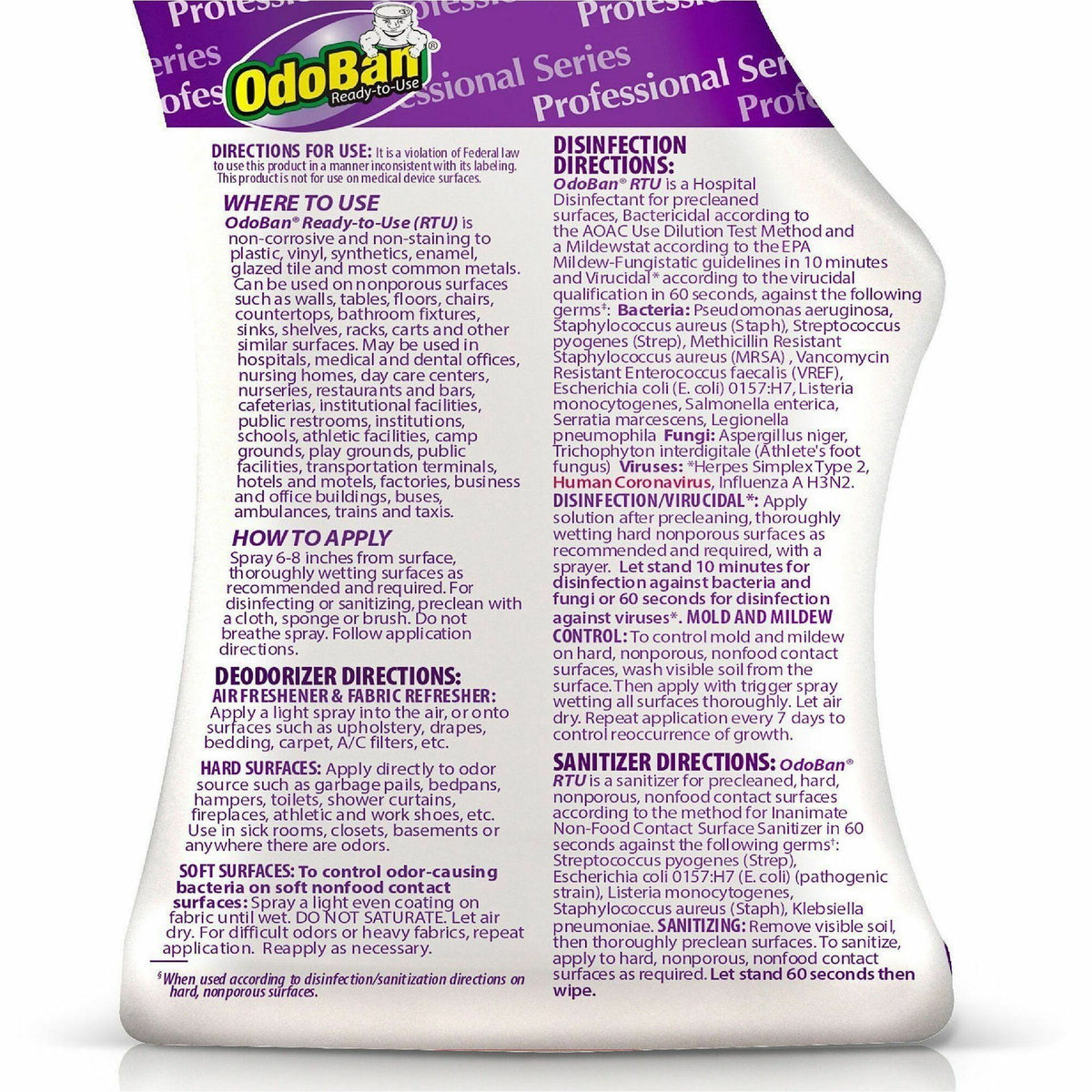 OdoBan Lavender Deodorizer Disinfectant Spray