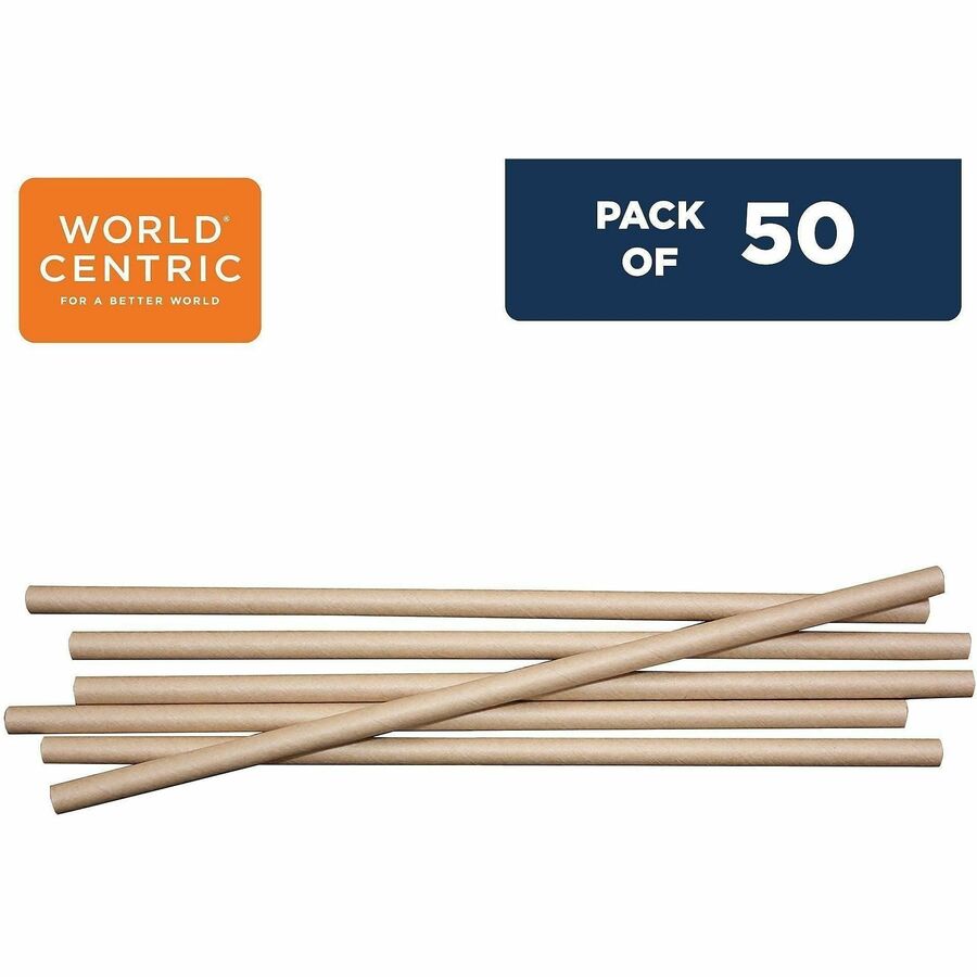World Centric 8" Compostable Kraft Paper Straws