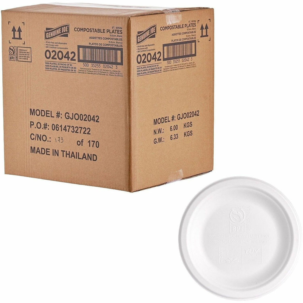 Genuine Joe BPI Certified Compostable Paper Plate