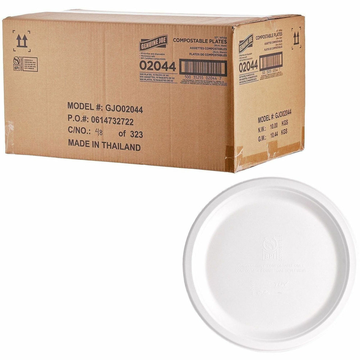 Genuine Joe BPI Certified Compostable Paper Plate