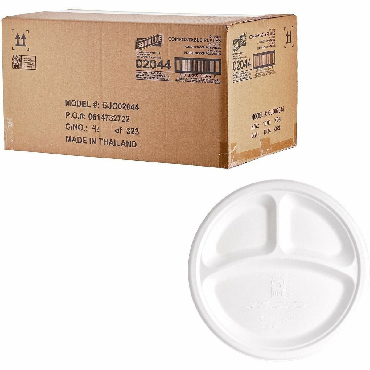 Genuine Joe BPI Certified Compostable Paper Plate