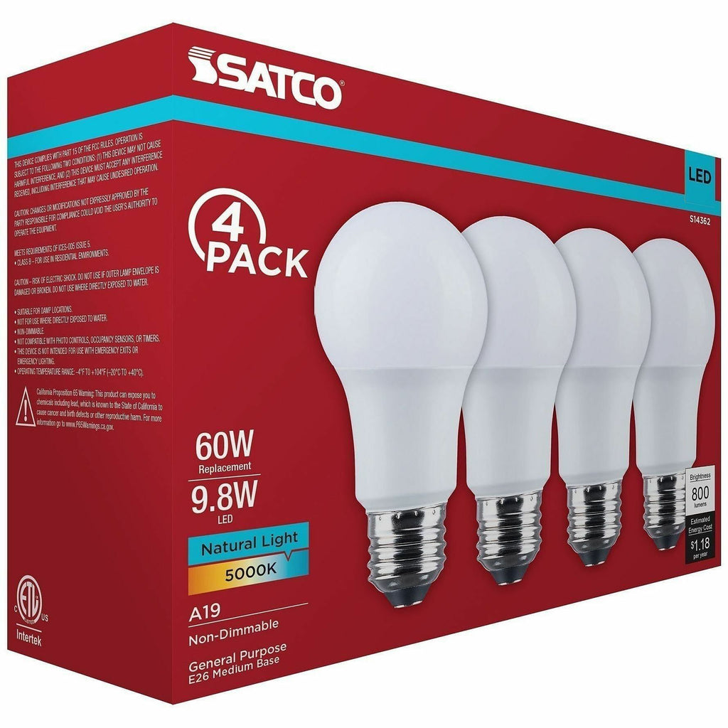 Satco 9.8W A19 LED Frosted Bulbs