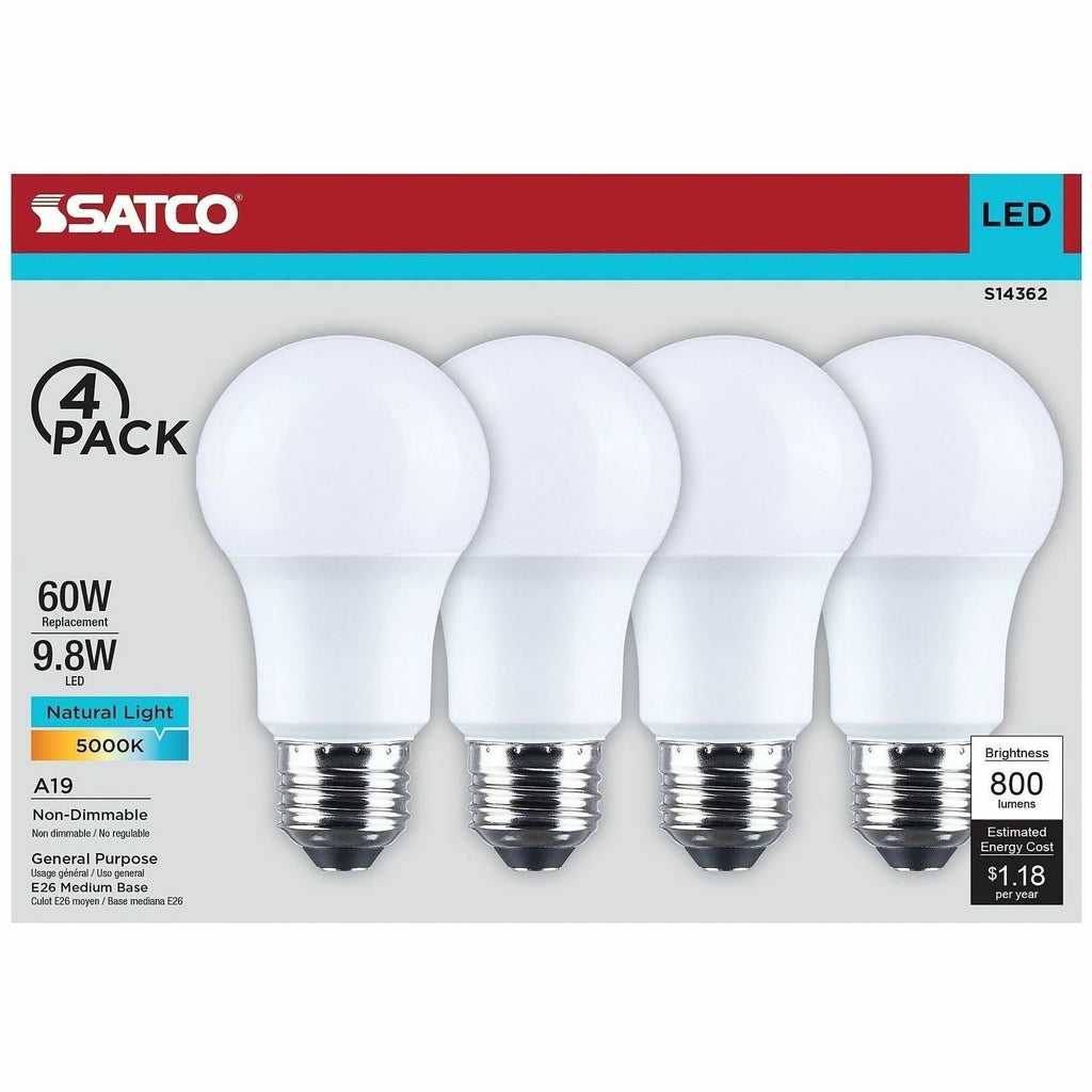 Satco 9.8W A19 LED Frosted Bulbs