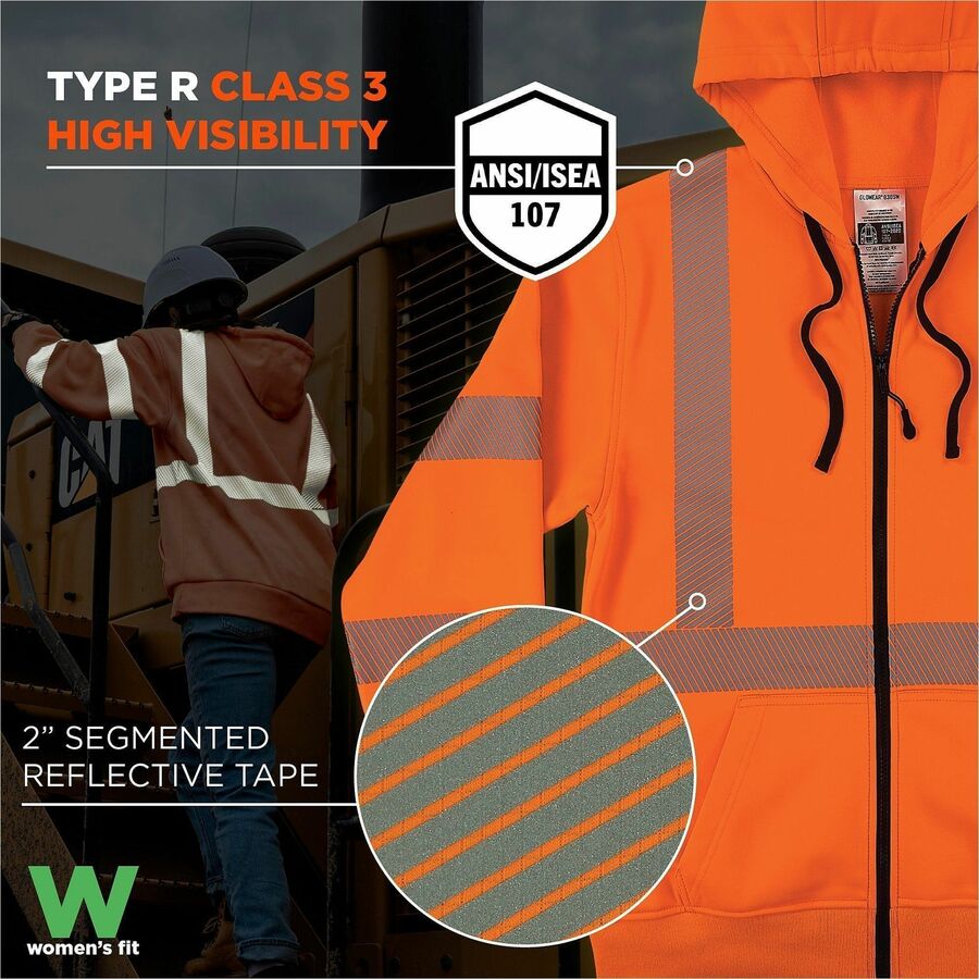 Ergodyne GloWear 8305W Womens Hi-Vis Hooded Zip-Up