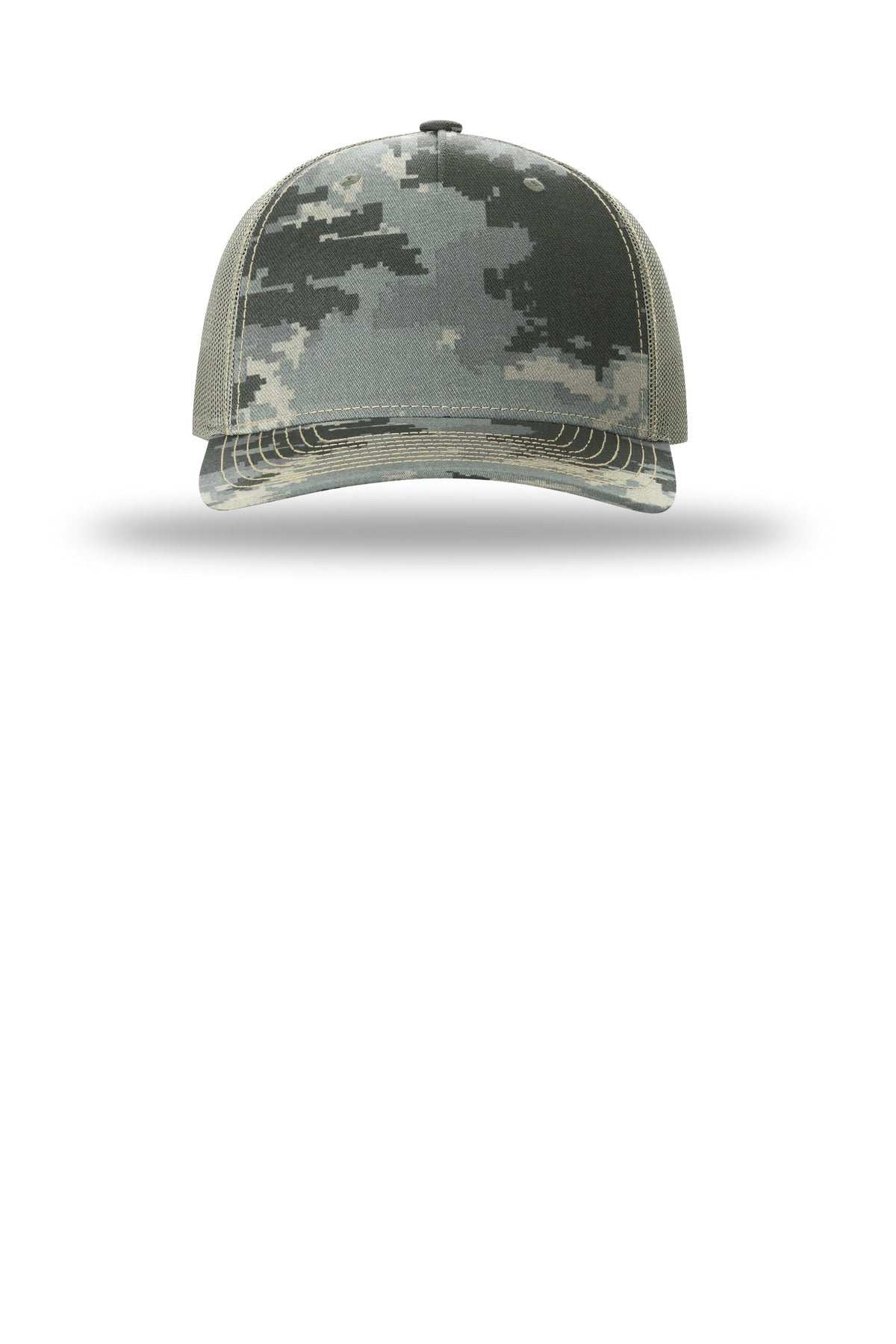 Richardson Printed Five-Panel Trucker – Digital Camo/ Light Green – front