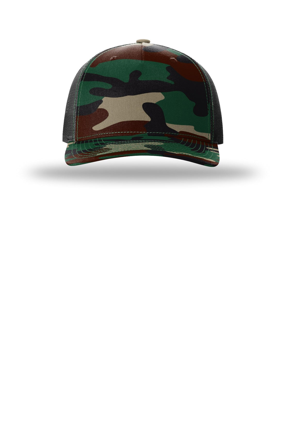 Richardson Printed Five-Panel Trucker – Green Camo/ Black