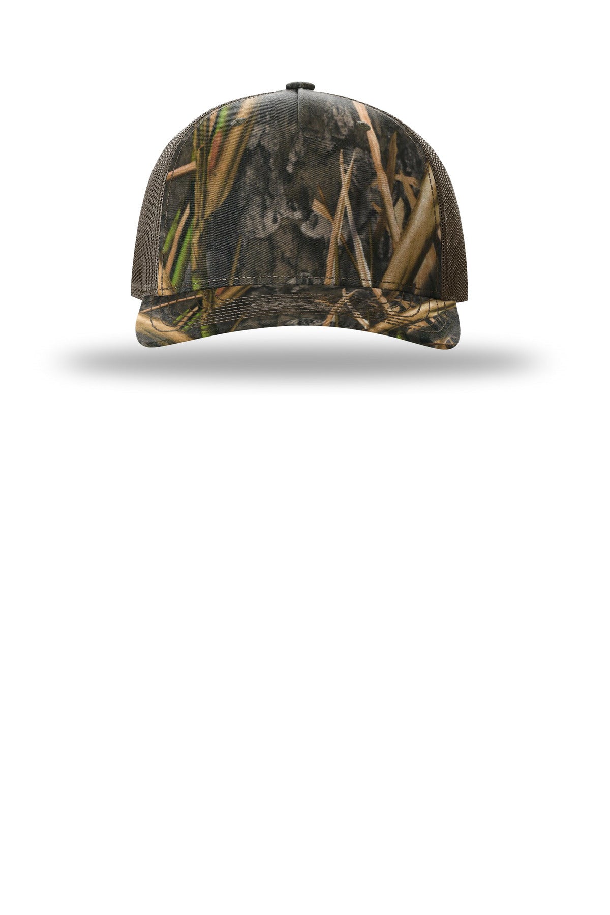 Richardson Printed Five-Panel Trucker – Mossy Oak Habitat/ Brown