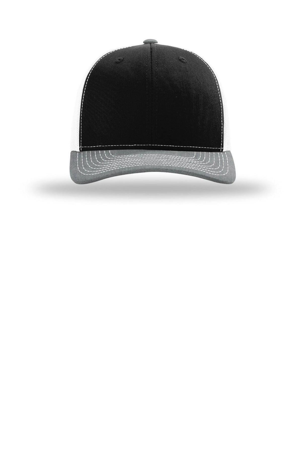 Richardson Trucker Cap 112 – Black/ White/ Heather Grey – front