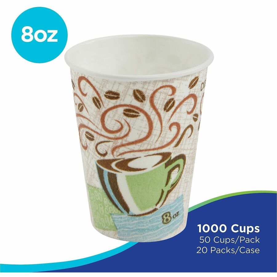 Dixie PerfecTouch 8 oz Insulated Paper Hot Coffee Cups by GP Pro