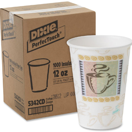 Dixie PerfecTouch 12 oz Insulated Paper Hot Coffee Cups by GP Pro