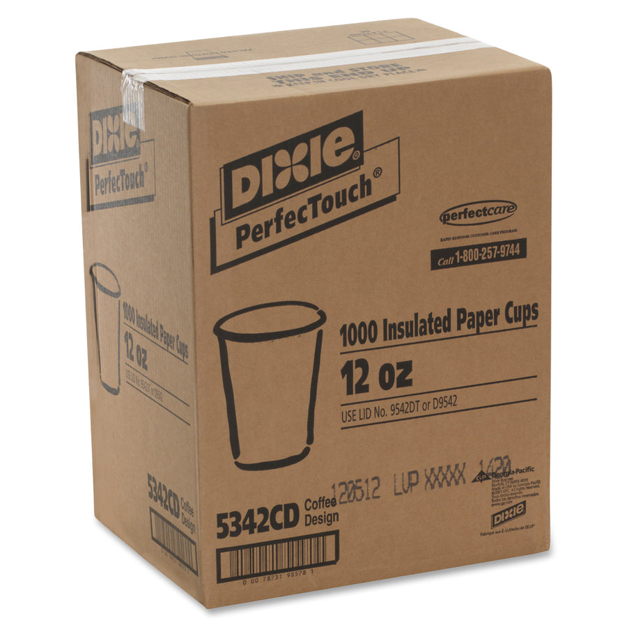 Dixie PerfecTouch 12 oz Insulated Paper Hot Coffee Cups by GP Pro