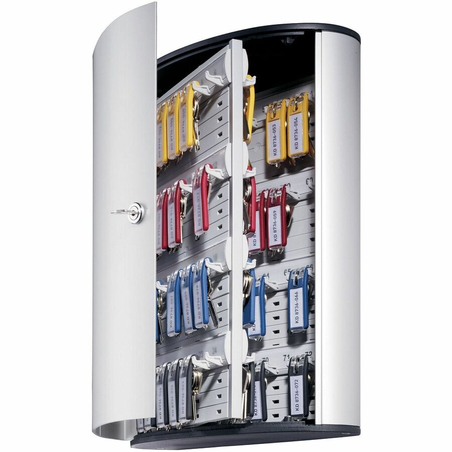 DURABLE 72-Key Brushed Aluminum Key Cabinet