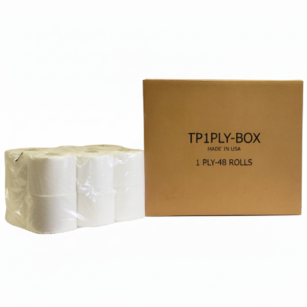 1‑Ply Bath Tissue, 1500 Sheets, Poly‑Wrapped (No Box)