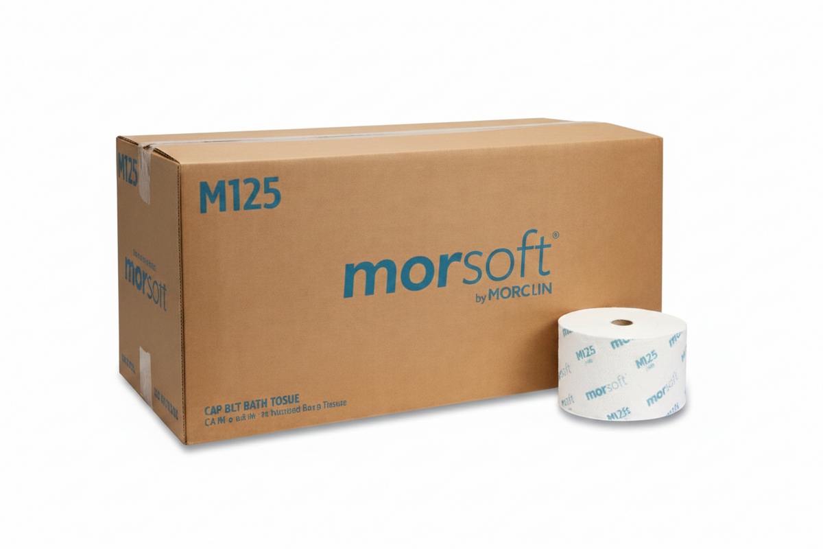 Morsoft Small Core Bath Tissue — 1‑Ply, 2500 Sheets/Roll, 24 Rolls/Case