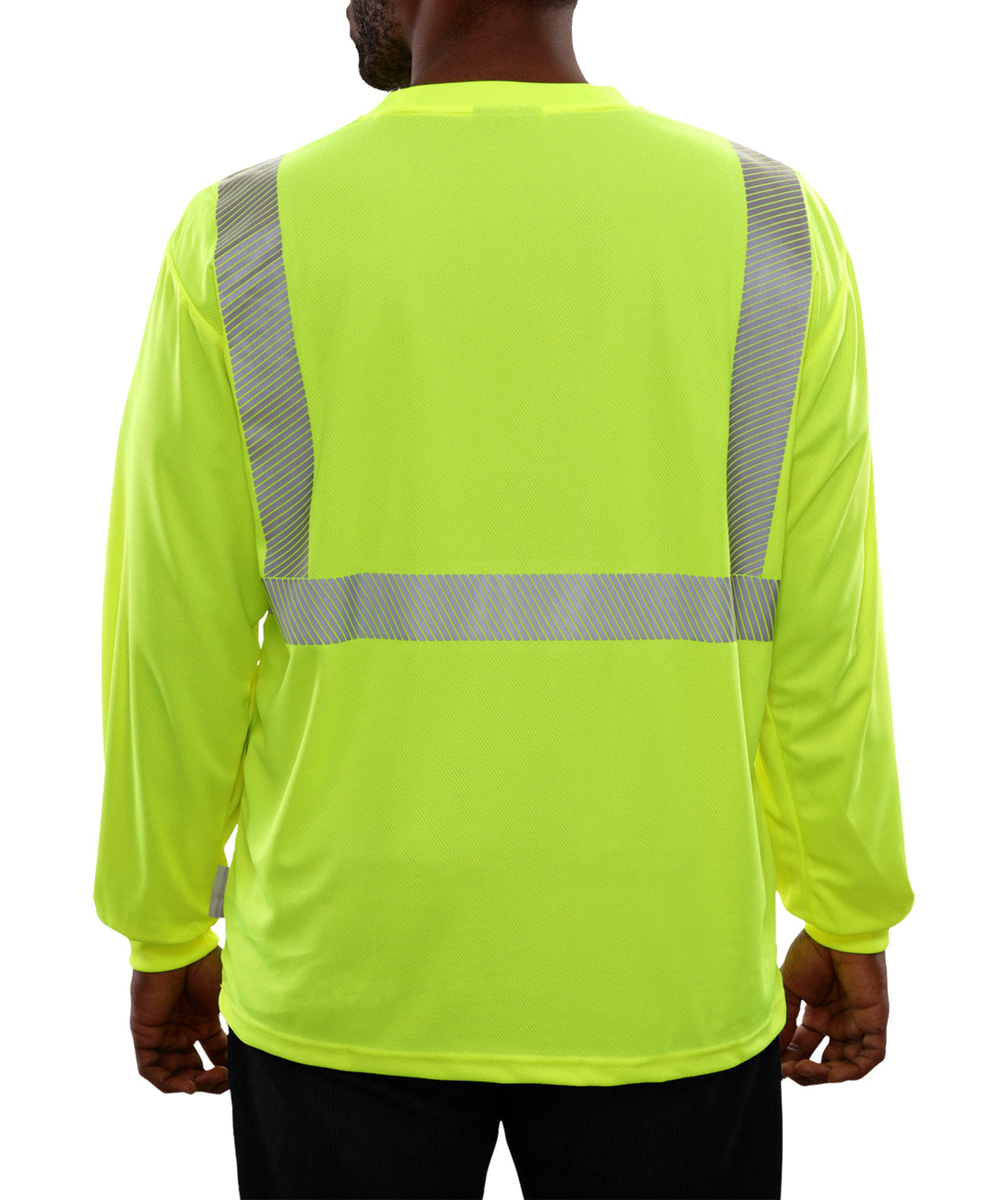 Reflective Apparel Hi-Vis Long Sleeve Birdseye Pocket Safety Shirt with 3M Comfort Trim, ANSI Class 2, Lime view 2