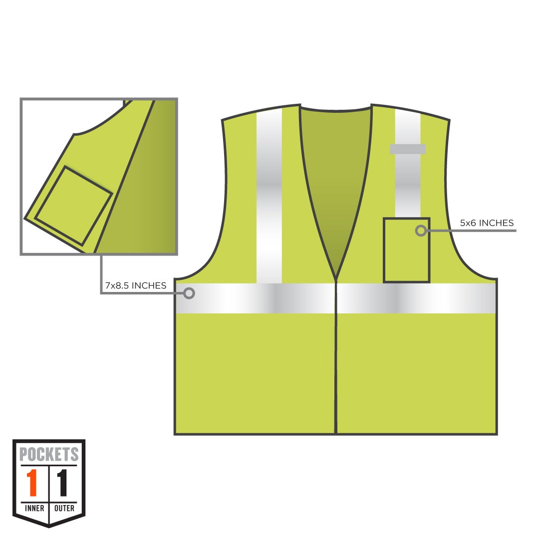 Ergodyne GloWear 8210Z Economy Mesh Vest - pockets