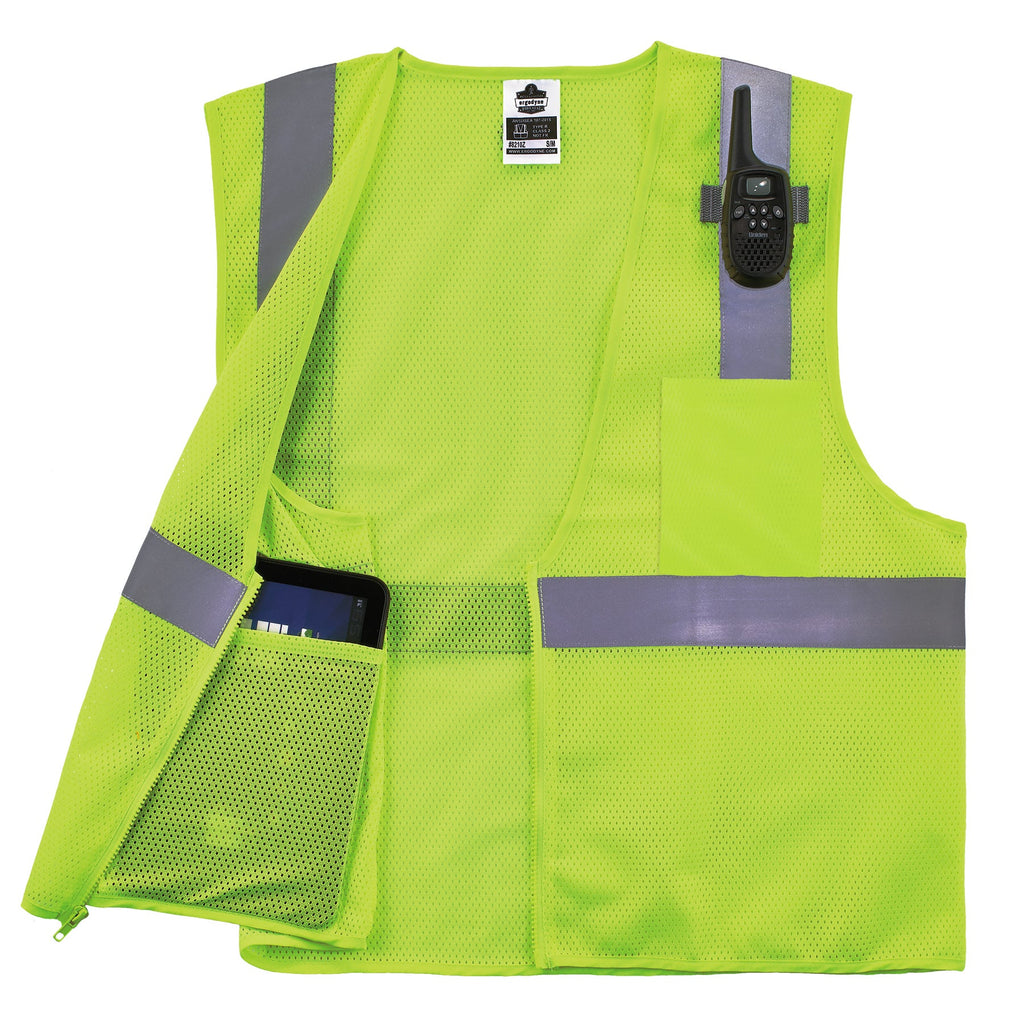 Ergodyne GloWear 8210Z Economy Mesh Vest - Lime, open
