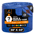 X-Pose Heavy-Duty Poly Tarp 30' x 40', 7 mil, Blue/Brown Reversible