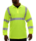 Reflective Apparel Hi-Vis Long Sleeve Birdseye Safety Polo, ANSI Class 3, Lime