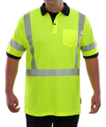 Reflective Apparel Hi-Vis Lime/Navy Birdseye Pocket Safety Polo with 3M Comfort Trim, ANSI Class 3, Lime/Navy