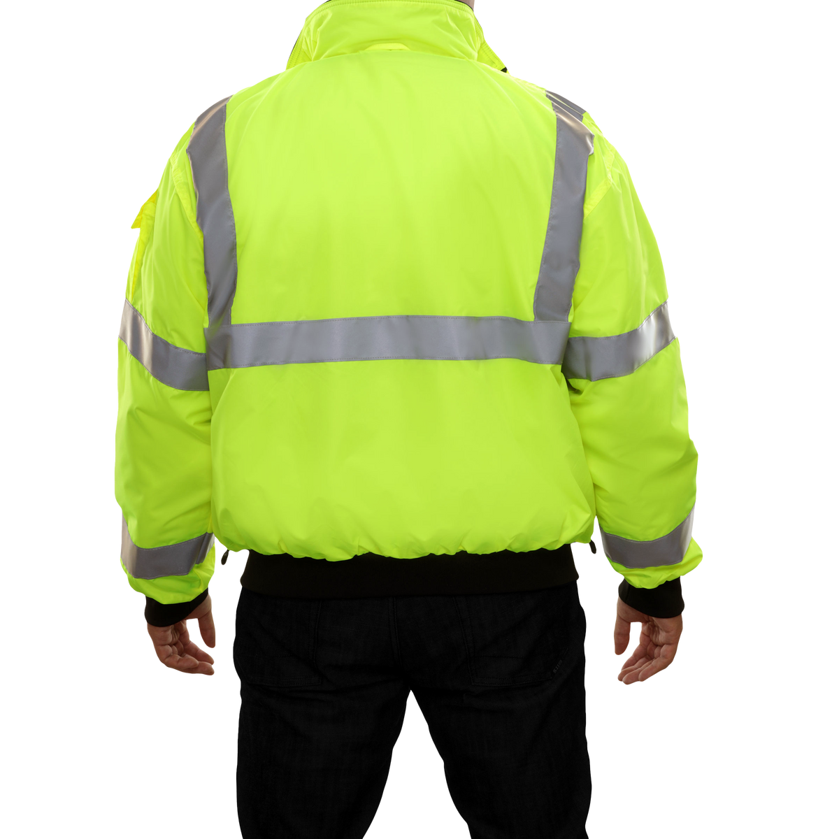 Reflective Apparel Hi-Vis 3-Season Water Resistant Jacket, ANSI Class 3, Lime view 3