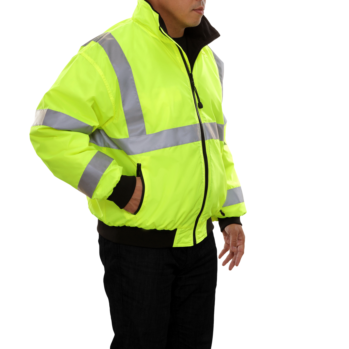 Reflective Apparel Hi-Vis 3-Season Water Resistant Jacket, ANSI Class 3, Lime view 2