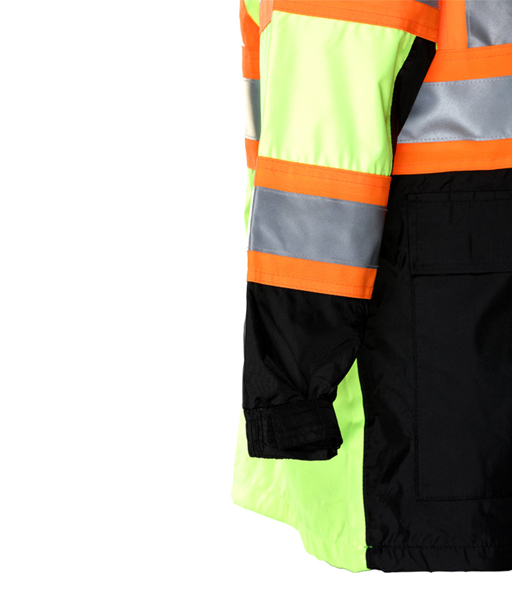 Reflective Apparel Hi-Vis DOT Waterproof Hooded Parka, ANSI Class 3, Lime/Black view 4