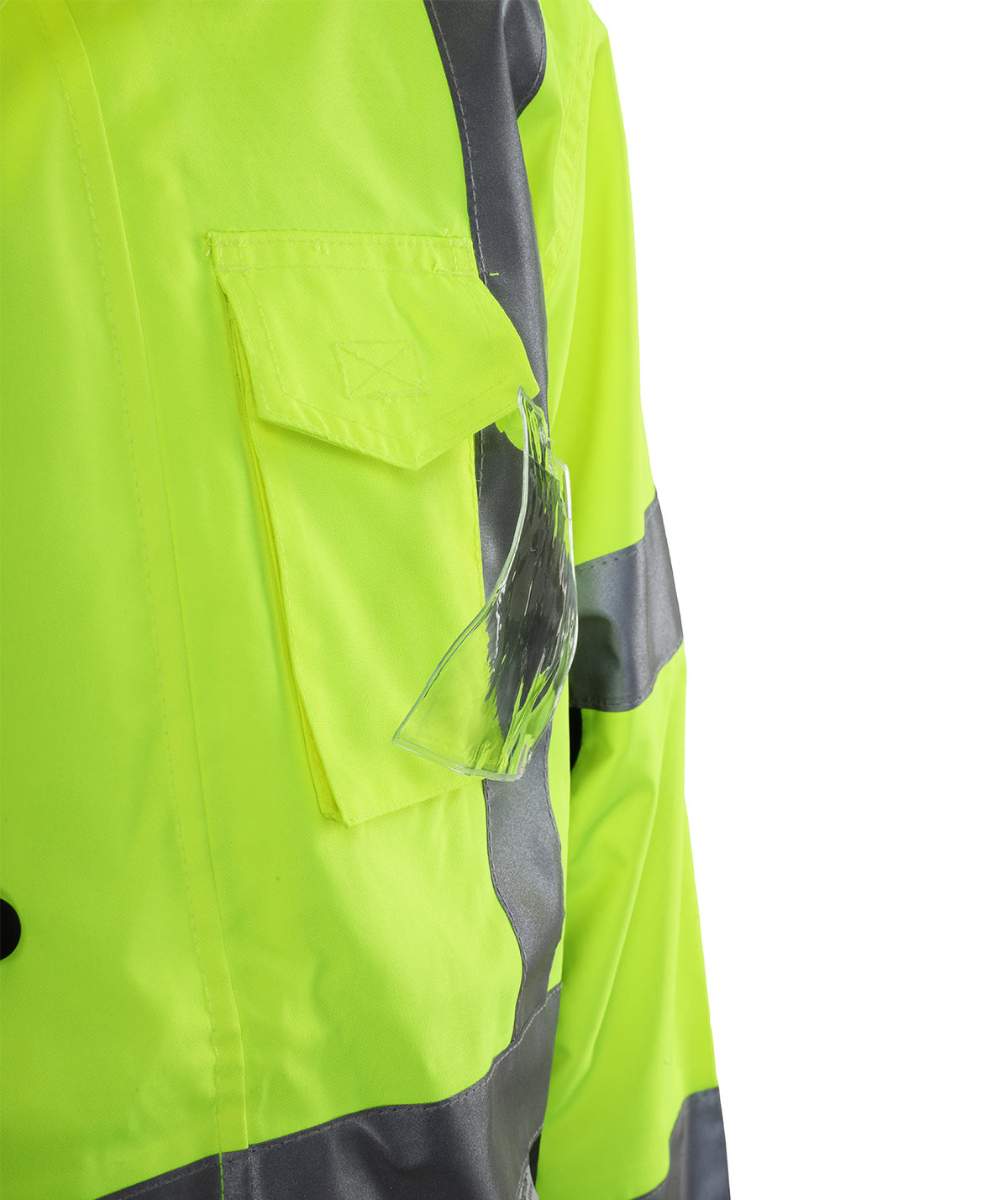 Reflective Apparel Waterproof Breathable Hooded Safety Parka, 300D Oxford, Lime/Black view 3