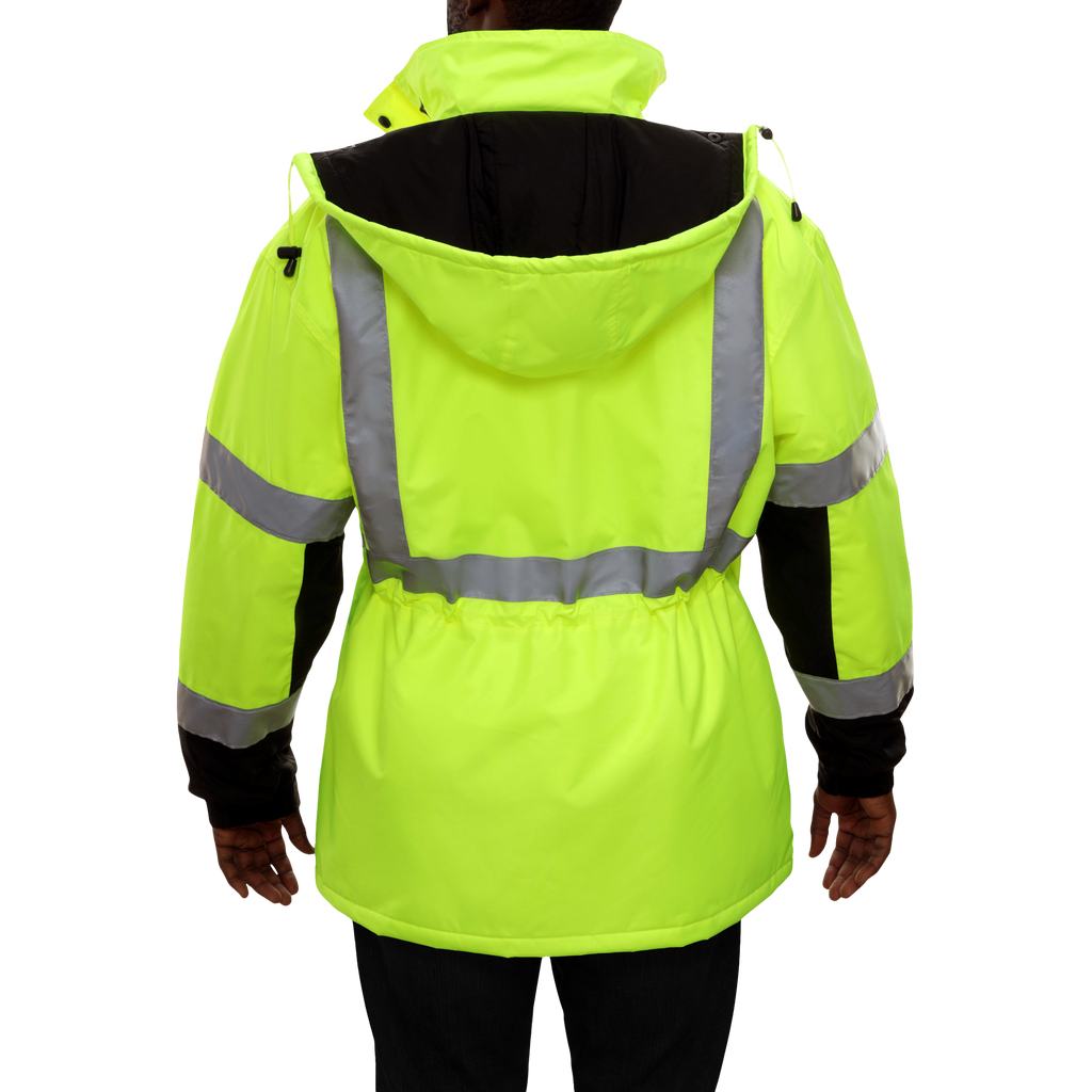 Reflective Apparel Hi-Vis Thinsulate Waterproof Hooded Parka, ANSI Class 3, Lime/Black view 3