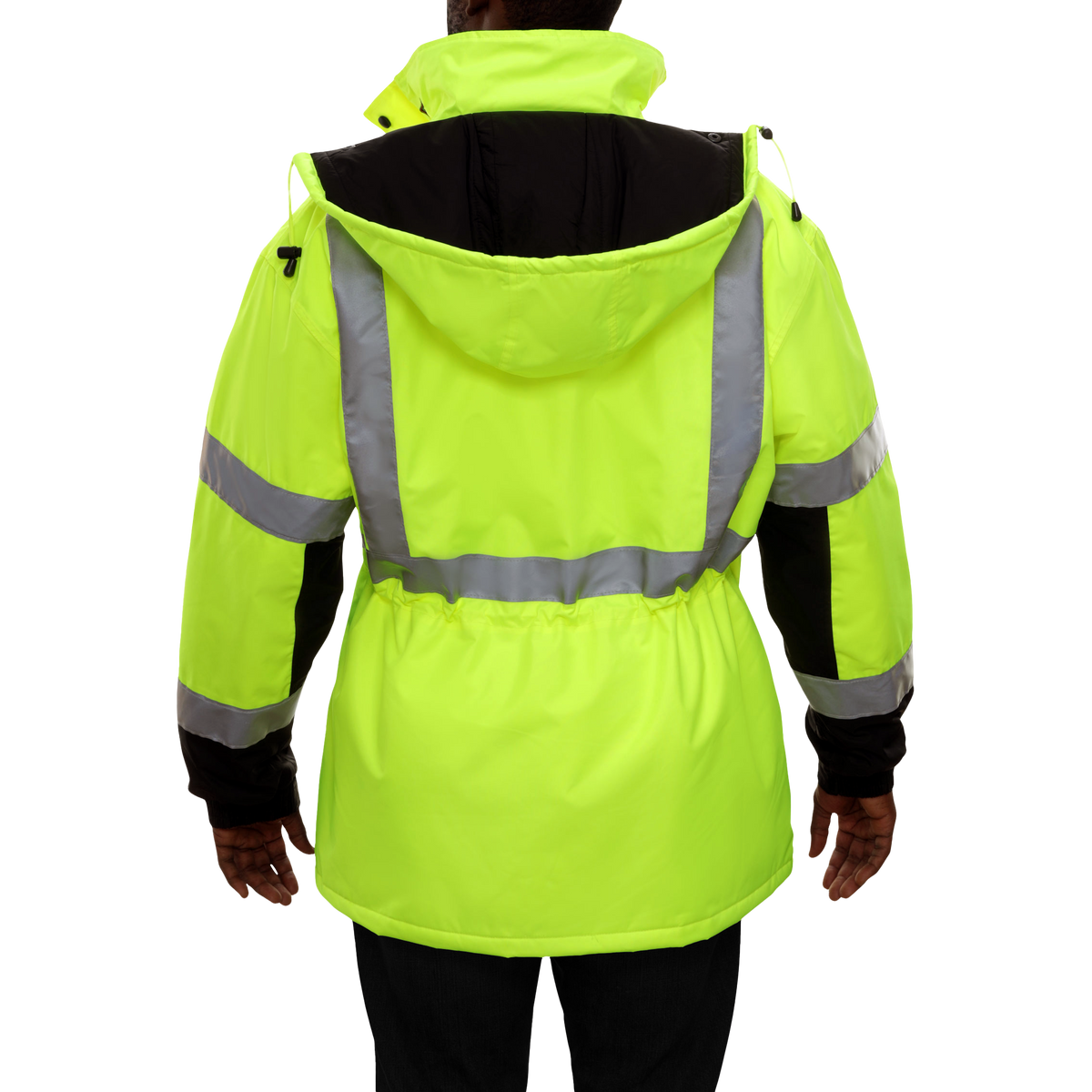 Reflective Apparel Hi-Vis Thinsulate Waterproof Hooded Parka, ANSI Class 3, Lime/Black view 3