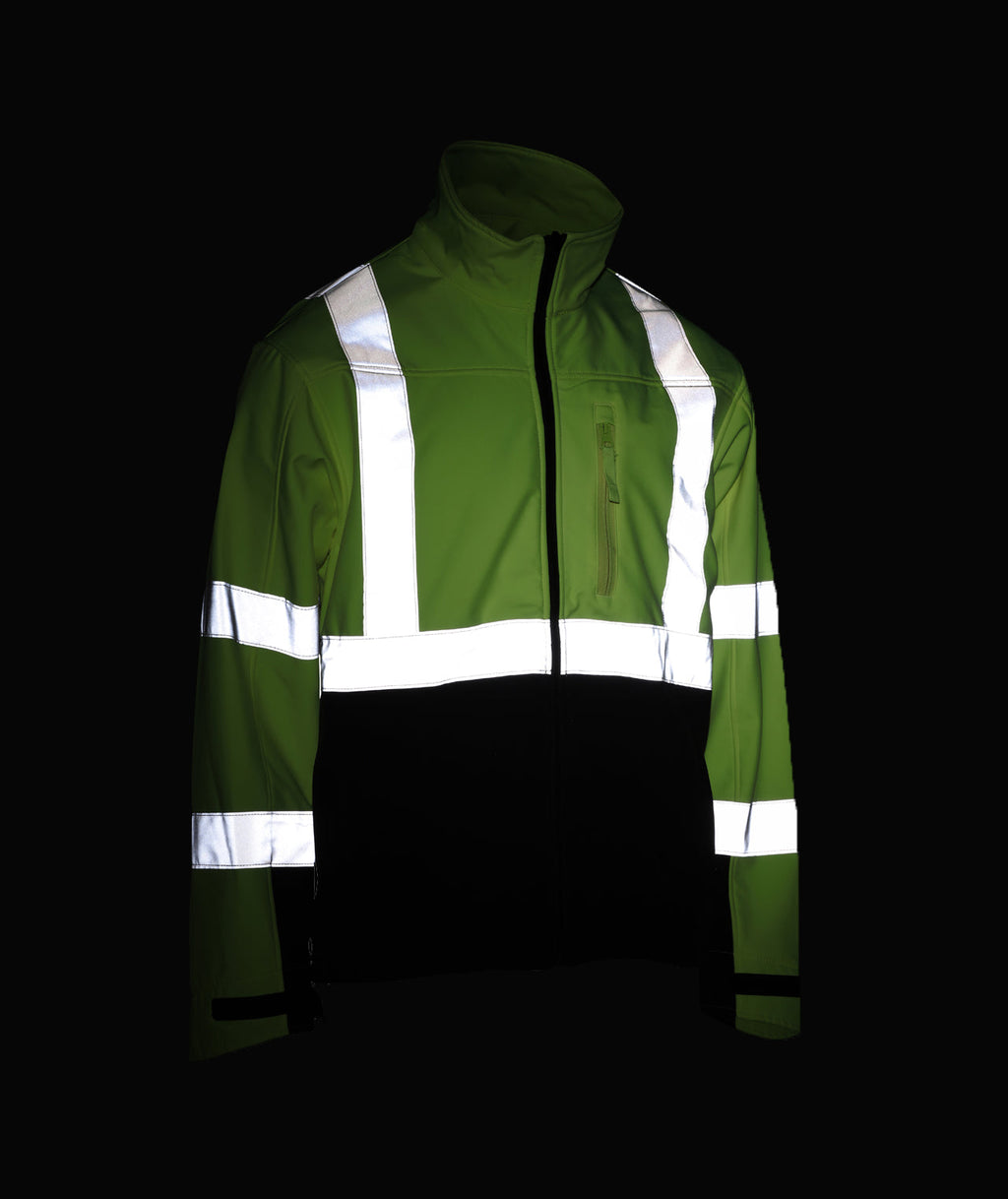 Reflective Apparel Hi-Vis Soft Shell Safety Jacket, Water Resistant, ANSI Class 3, Lime/Black view 3