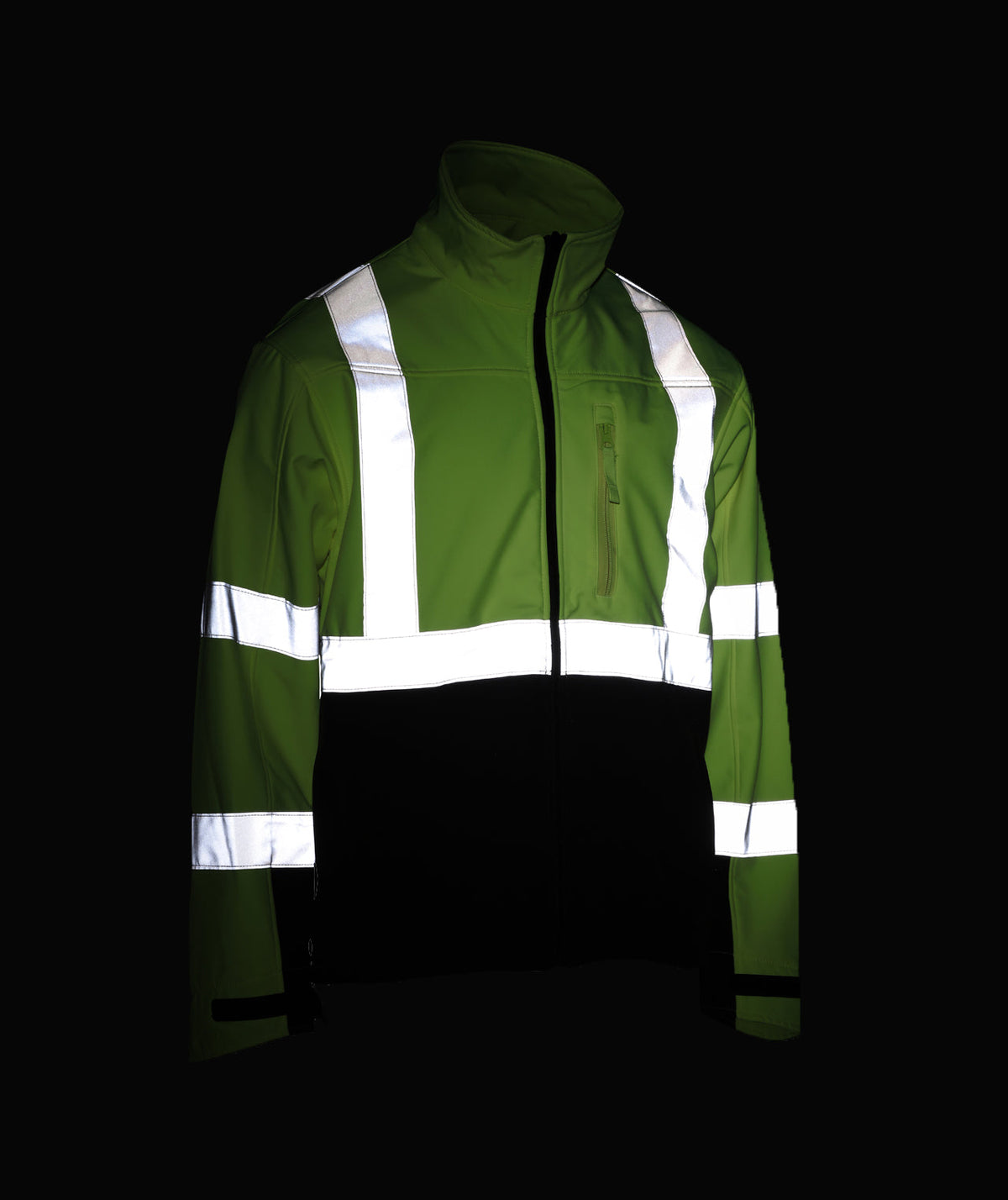 Reflective Apparel Hi-Vis Soft Shell Safety Jacket, Water Resistant, ANSI Class 3, Lime/Black view 3
