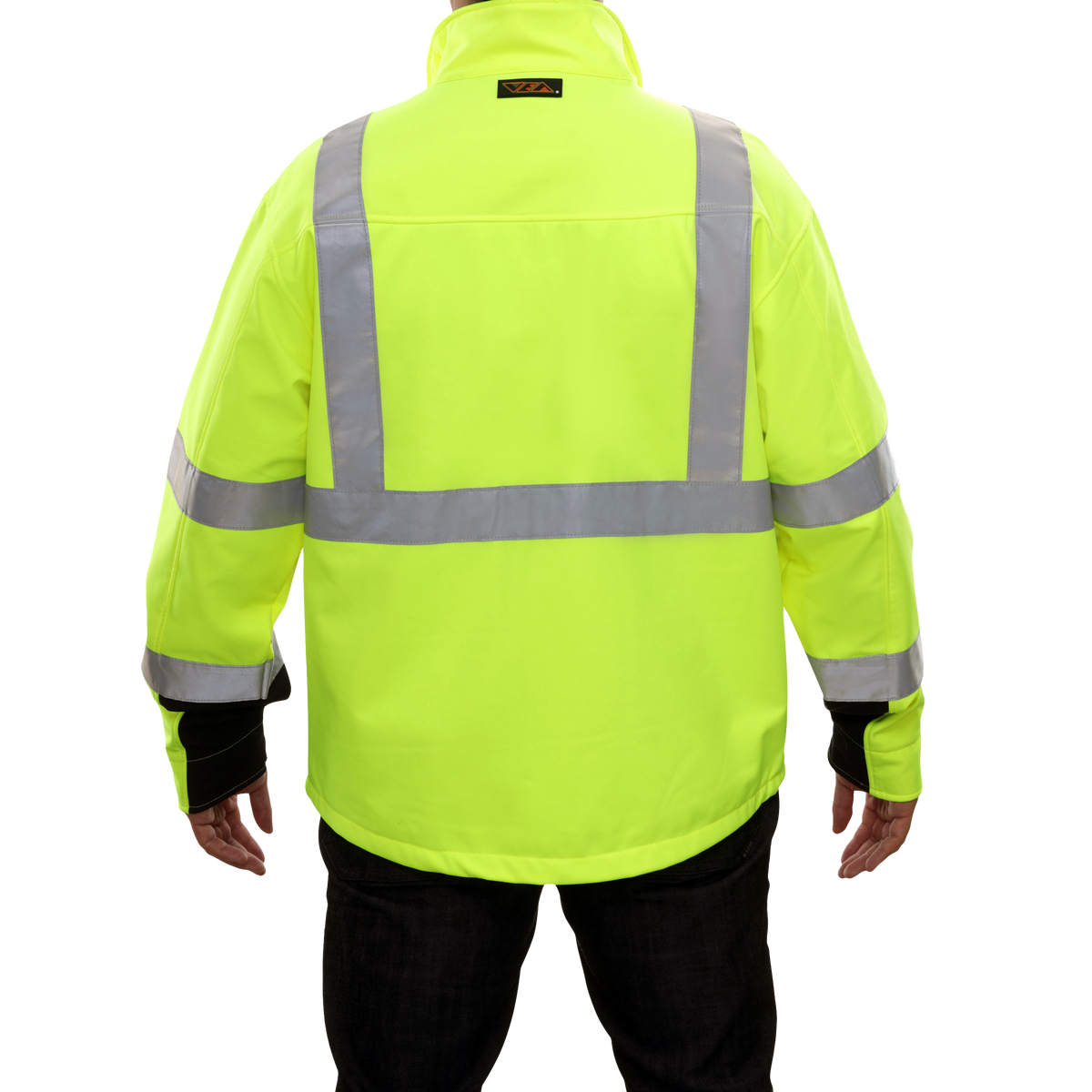 Reflective Apparel Hi-Vis Soft Shell Safety Jacket, Water Resistant, ANSI Class 3, Lime/Black view 2