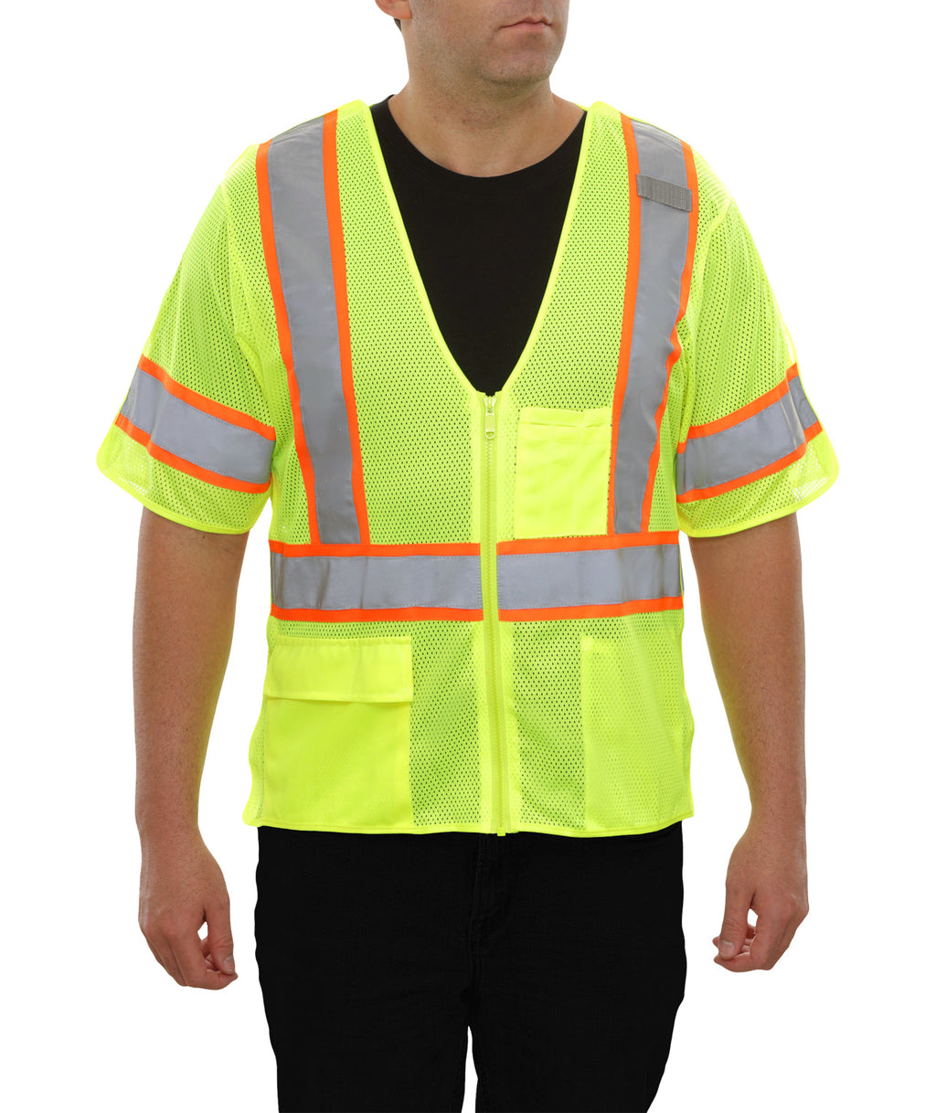 Reflective Apparel 5-Point Breakaway Zip Mesh Safety Vest, ANSI Class 3, Lime