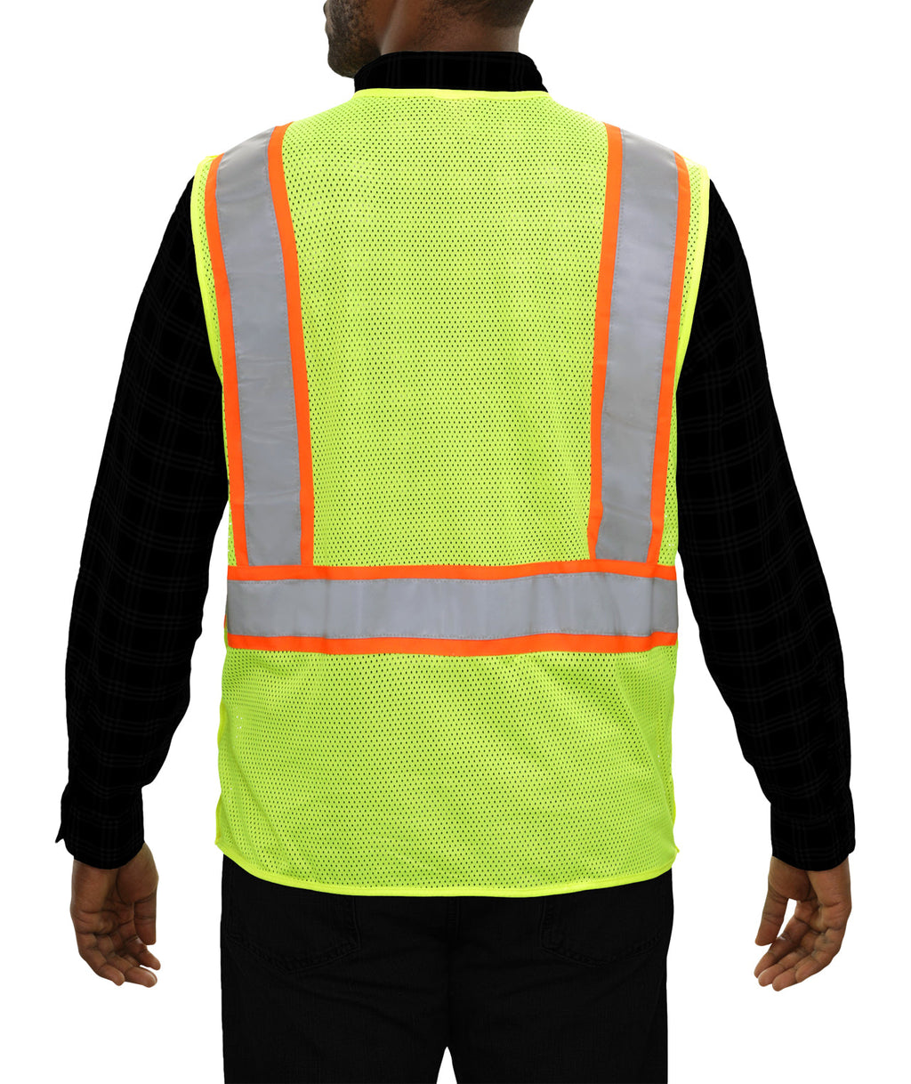 Reflective Apparel 5-Point Breakaway Zip Mesh DOT Safety Vest, ANSI Class 2, Lime view 2