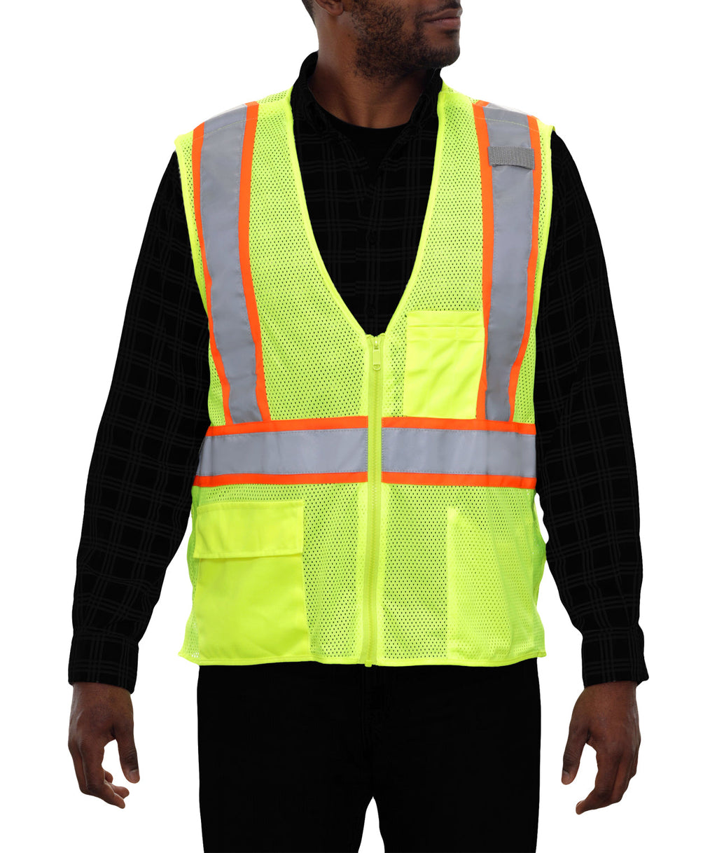 Reflective Apparel 5-Point Breakaway Zip Mesh DOT Safety Vest, ANSI Class 2, Lime