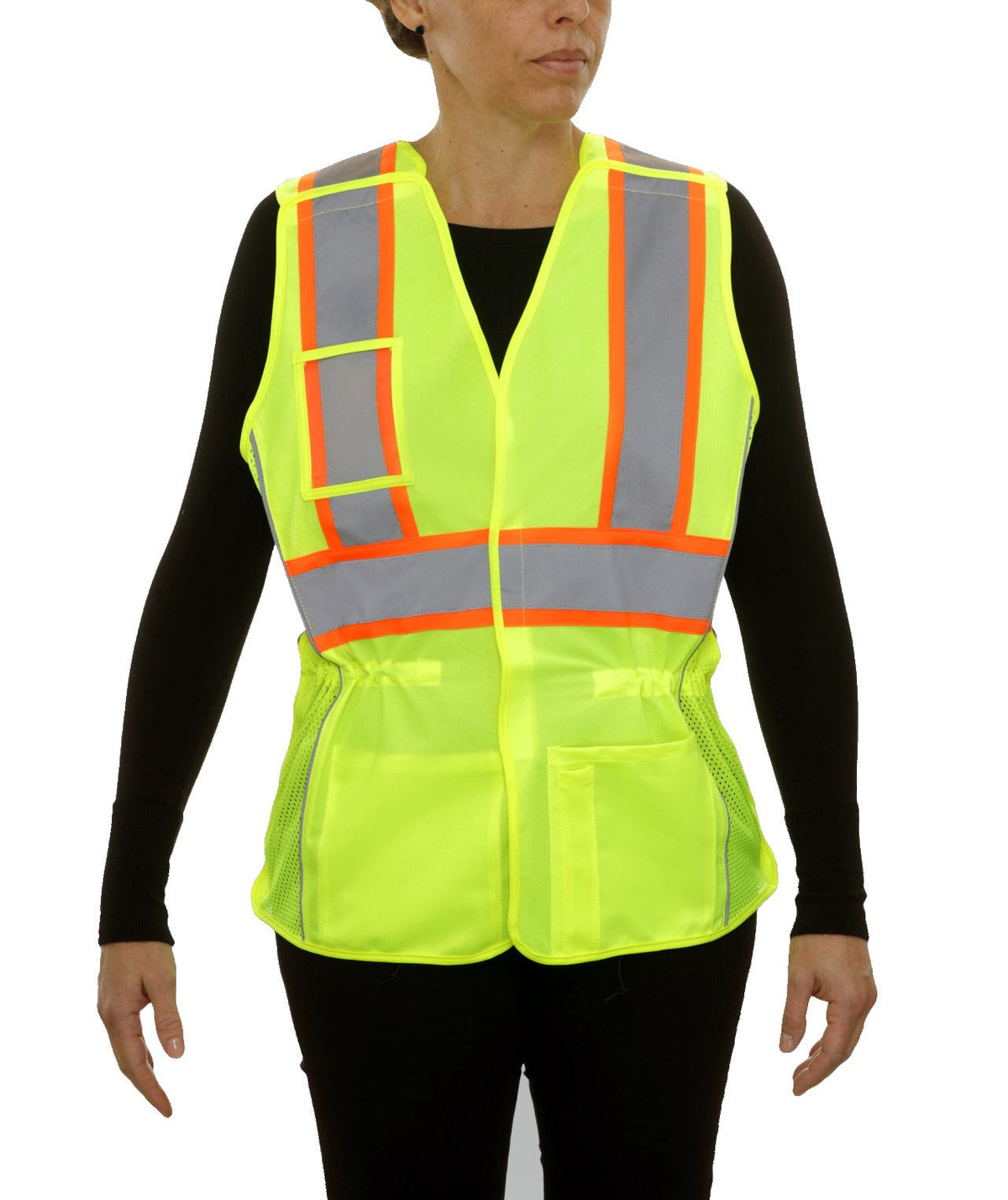 Reflective Apparel Women's X-Back Mesh Safety Vest with Contrast Trim, ANSI Class 2, Lime