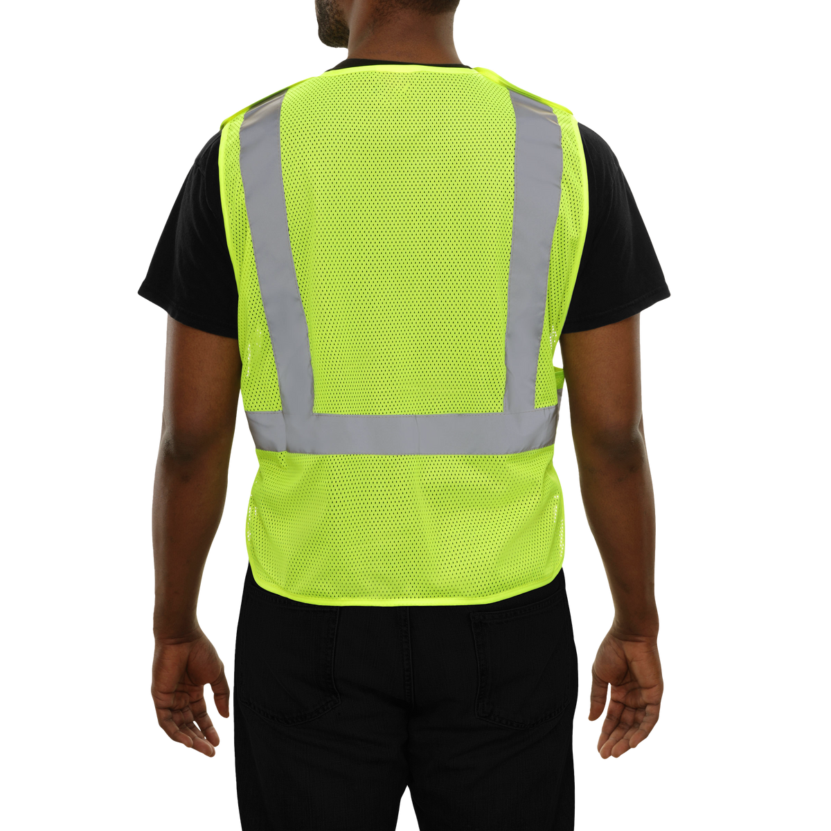 Reflective Apparel 3-Point Breakaway Lightweight Mesh Safety Vest, ANSI Class 2, Lime view 3