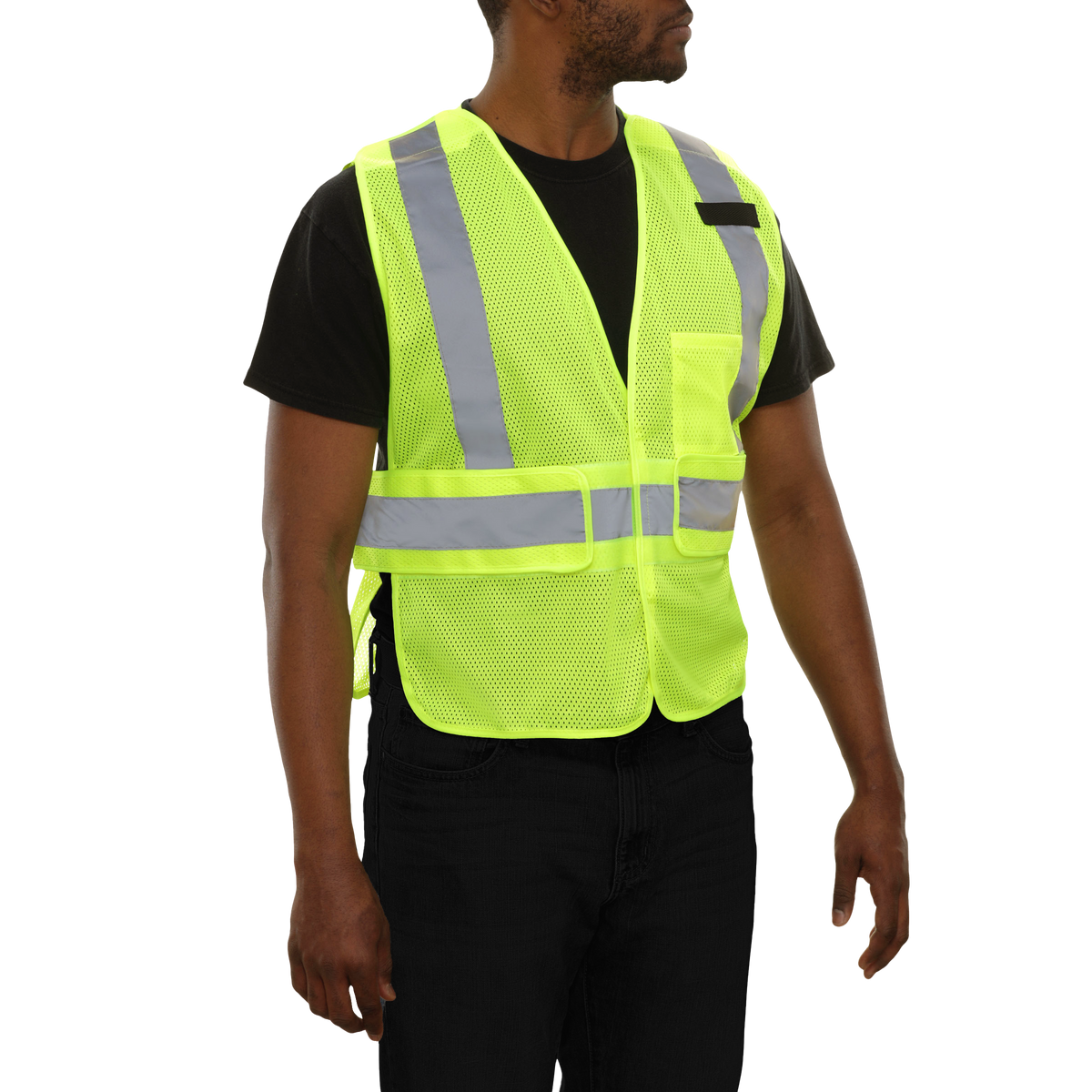 Reflective Apparel 3-Point Breakaway Lightweight Mesh Safety Vest, ANSI Class 2, Lime view 2
