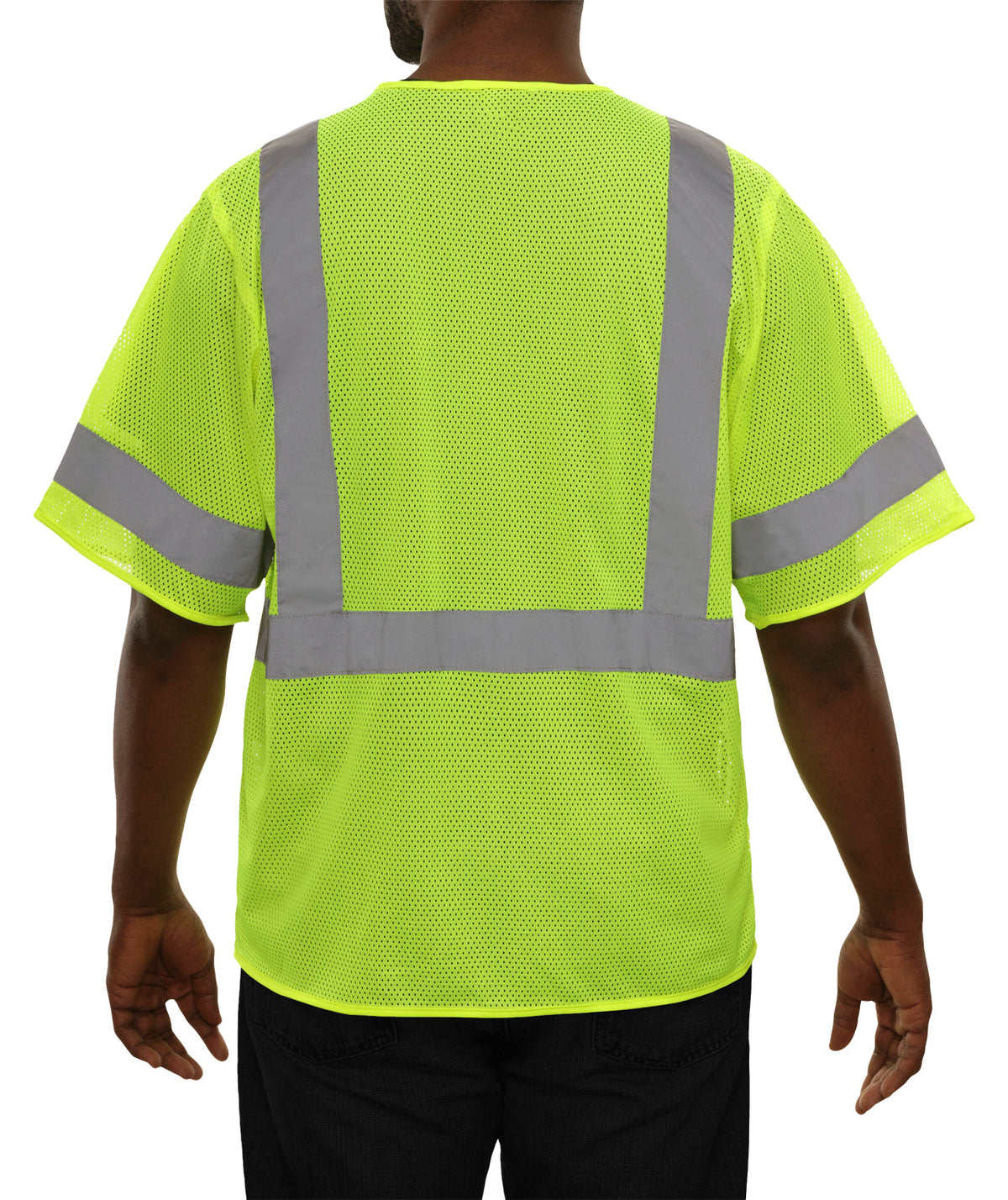 Reflective Apparel Economy Pocketed Zip Mesh Safety Vest, ANSI Class 3, Lime view 2