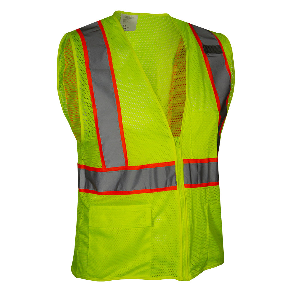 Reflective Apparel Economy Zip Mesh Safety Vest with Contrast Tape, ANSI Class 2, Lime view 3